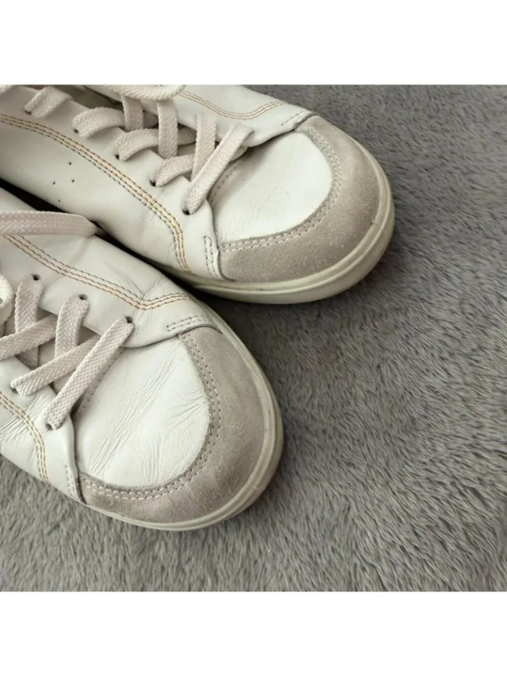 Ecco Street Lite White Leather Sneakers Shoes Womens 38 7 7.5